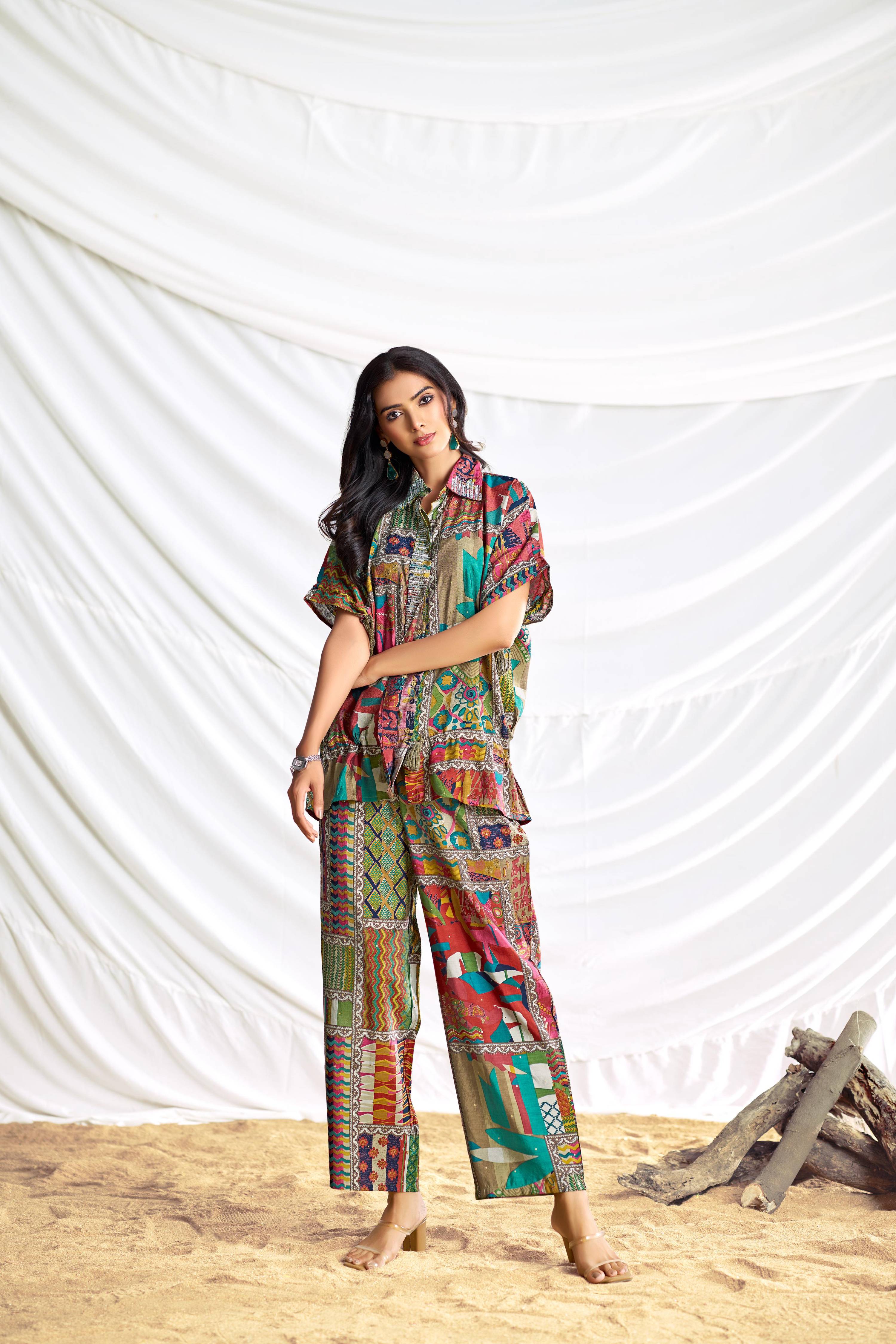 BulBul Kate Beige Chanderi Co-Ord Set