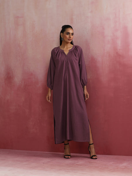 trueBrowns Light Purple Cotton Dobby Dress - Distacart