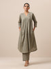 trueBrowns Cotton Olive Green Flared Slit Kurta Pant Set - Distacart