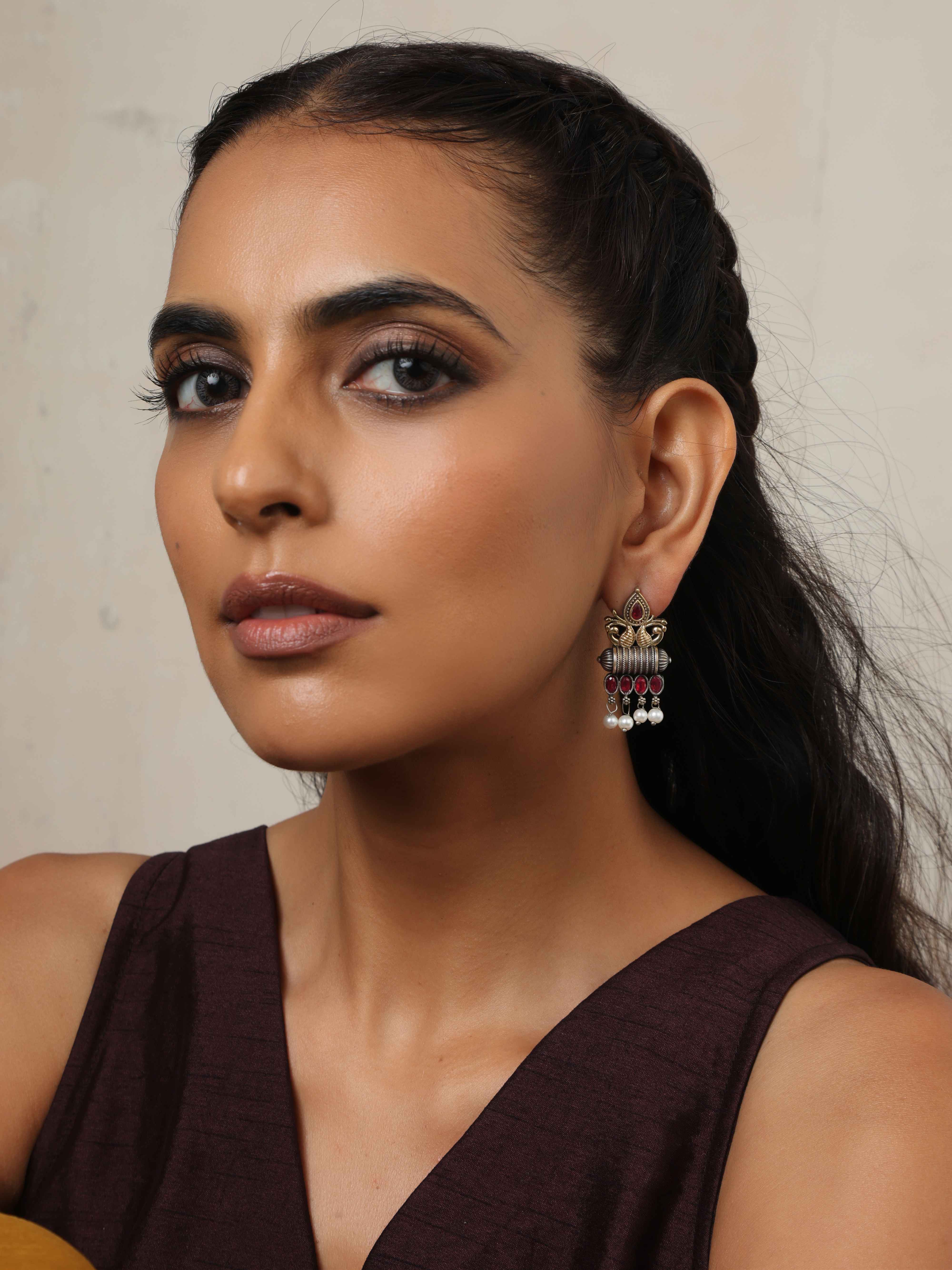 trueBrowns Silver Gold Tone Stud Earrings - Distacart