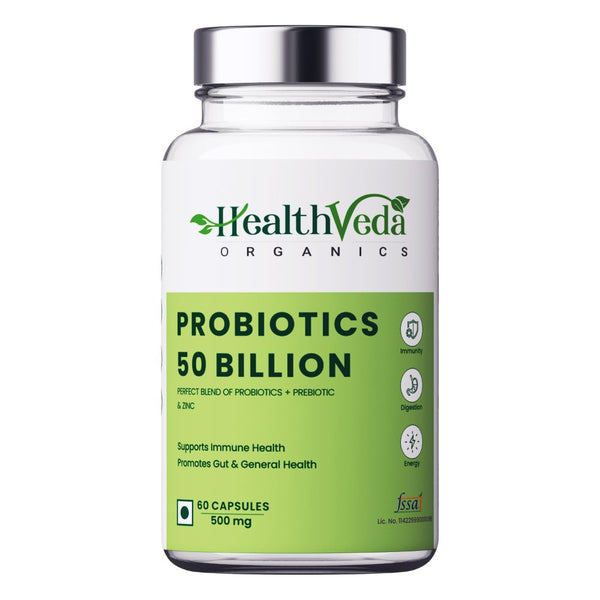 Health Veda Organics Probiotics 50 Billion Veg Capsules - Distacart
