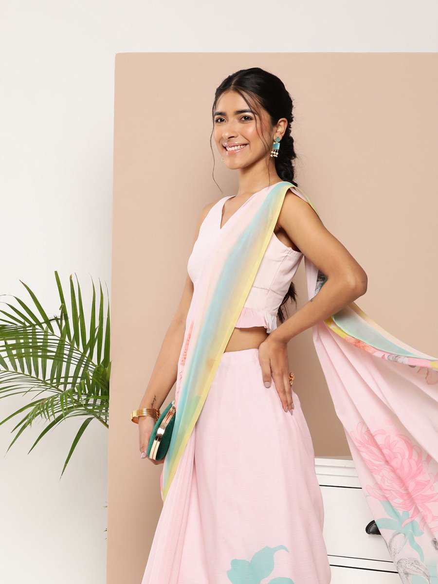 Ahalyaa Women Chiffon Floral Saree - Distacart