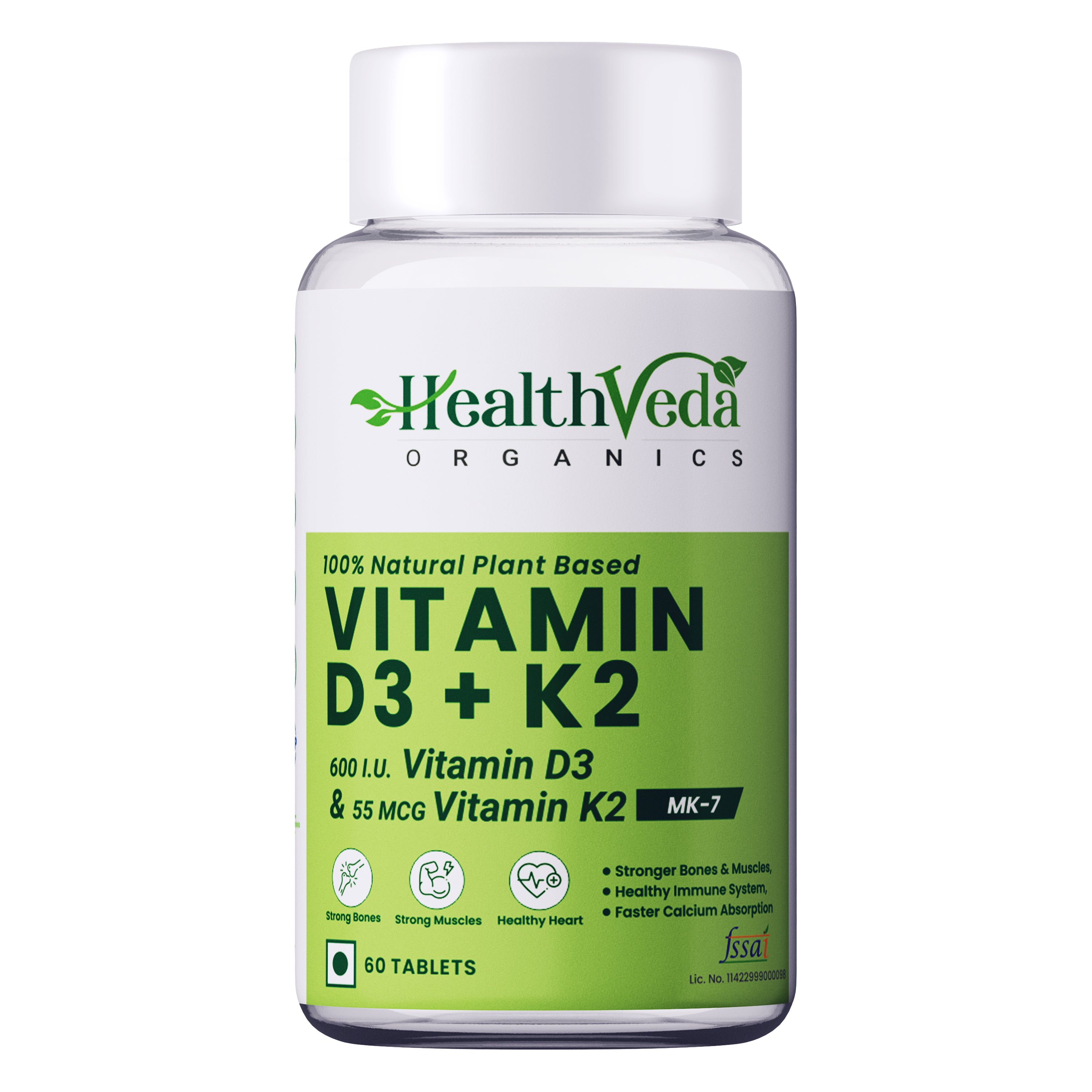 Health Veda Organics Vitamin D3 + K2 Healthy Bones Tablets - Distacart
