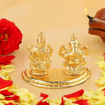 Thumbnail for Estele Gold-Polished Goddess Laxmi & Lord Ganapati Idol for Pooja & Car Decor - Distacart