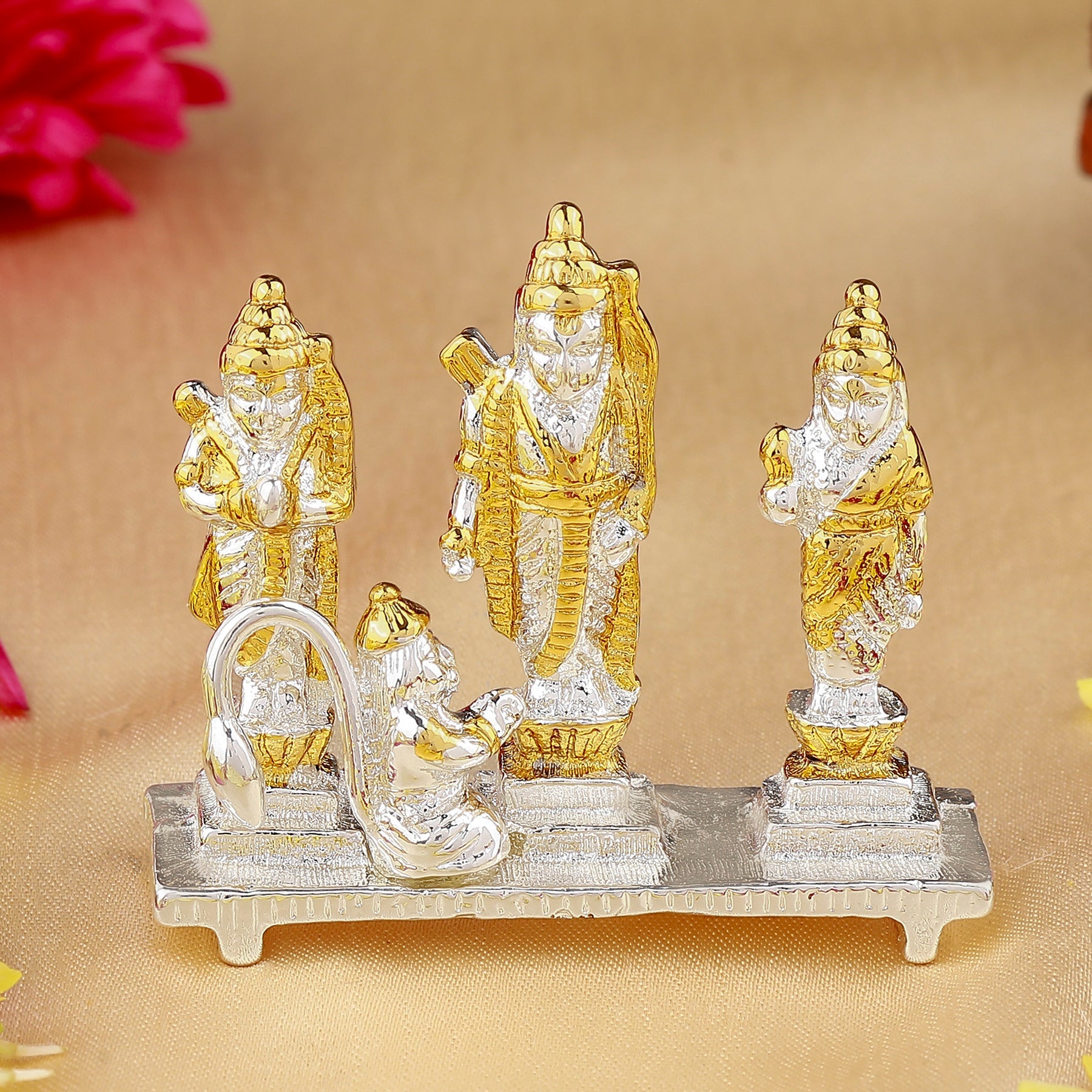 Estele Gold-Polished Spiritual Ram Darbar|God Ram,Laxman,Sita & Hanuman Idol for Home/Car Décor - Distacart