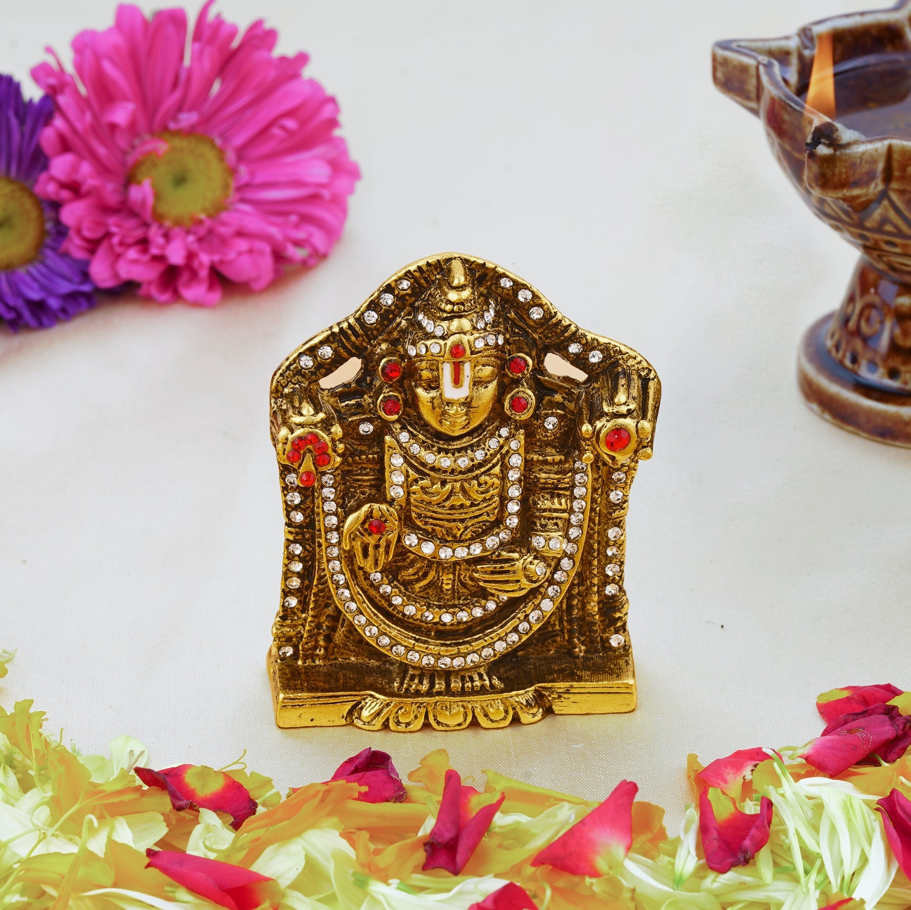 Estele Gold-Polished Lord Tirupati Balaji Idol Showpiece for Pooja Mandir/ Home Decorative - Distacart