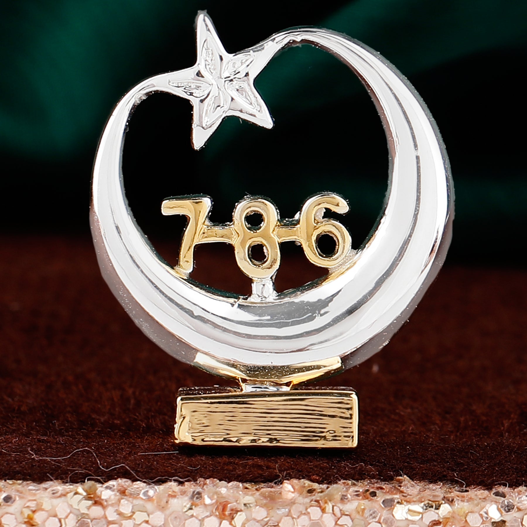 Estele Gold-Polished Spiritual 786 Chand Taara Idol for Home Decorative/ Car Dashboard - Distacart