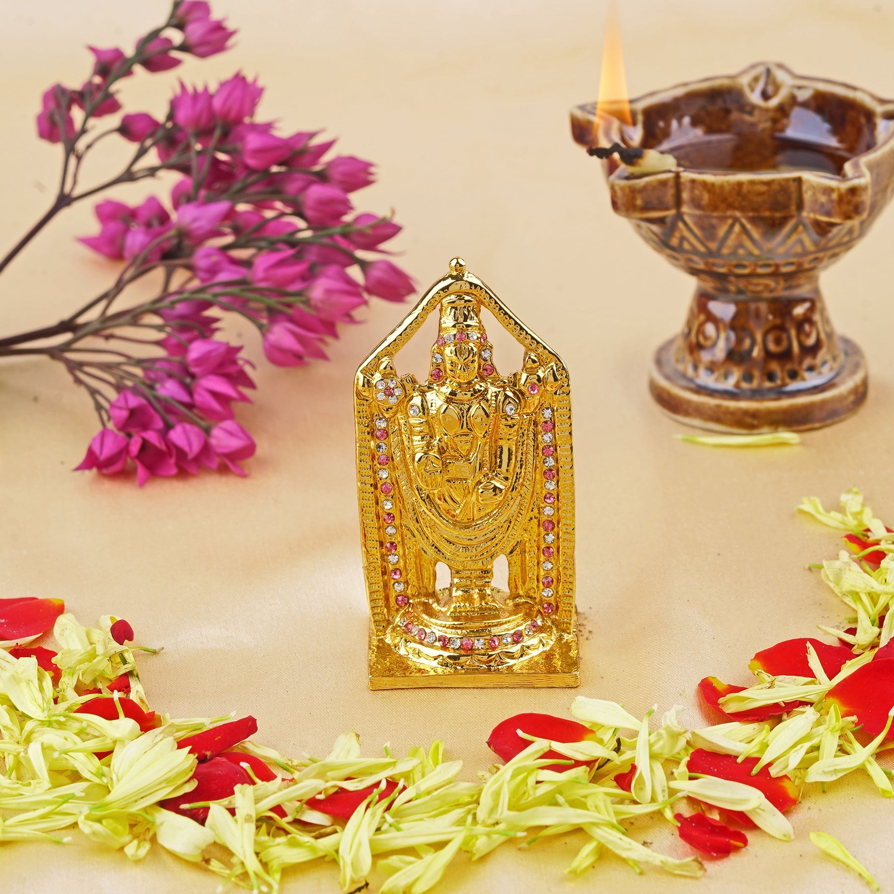 Estele Gold-Polished Lord Tirupati Balaji Idol Showpiece for Pooja Mandir/ Home Decorative - Distacart