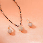 Thumbnail for Estele Rose Gold-Polished CZ Beautiful Round Designer Mangalsutra Necklace Set with White Austrian Crystals for Women - Distacart