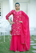 Thumbnail for Yash Enterprise Trendy Foux Georgette Embroidery Red Readymade Salwar Suit