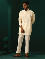 Thumbnail for trueBrowns Men's Ivory Tonal Cotton Co-ord Set - Distacart