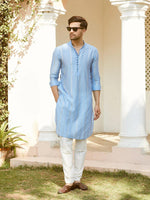 Thumbnail for Fabmade Embroidered Regular Sequinned Chanderi Silk Kurta With Pyjamas