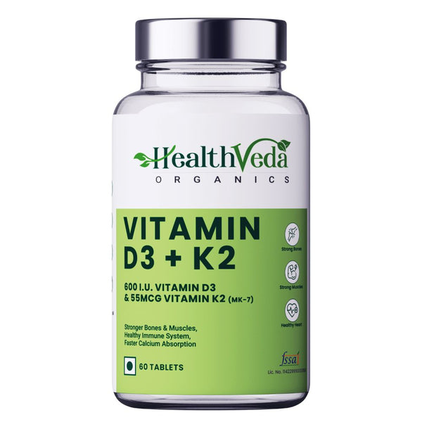 Health Veda Organics Vitamin D3 + K2 Healthy Bones Tablets - Distacart