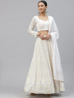 Thumbnail for Tulsi Art Impressive White Sequins Bridesmaid Monochrome Lehenga Choli