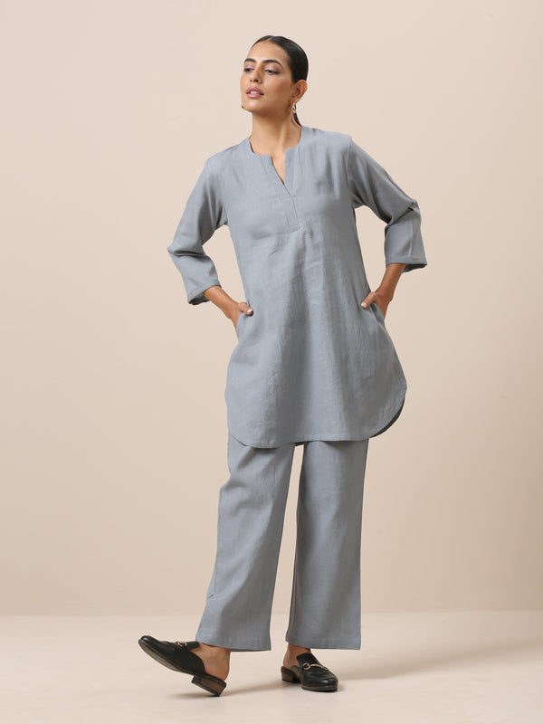 trueBrowns Cotton Steel Blue Short Co-Ord Set | Relove - Distacart