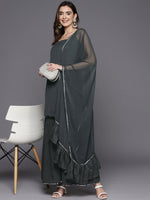 Thumbnail for Ahalyaa Printed Regular Gotta Patti Kurti With Sharara & Dupatta - Distacart