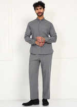 Thumbnail for Fabmade Slate Grey Linen Short Kurta Co-Ord Set - Distacart