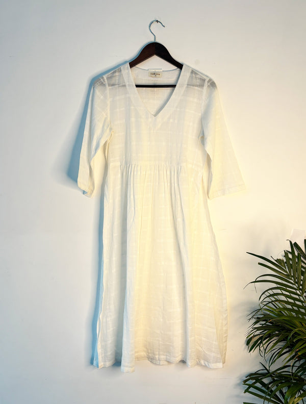 trueBrowns White Square Dobby Kurta
