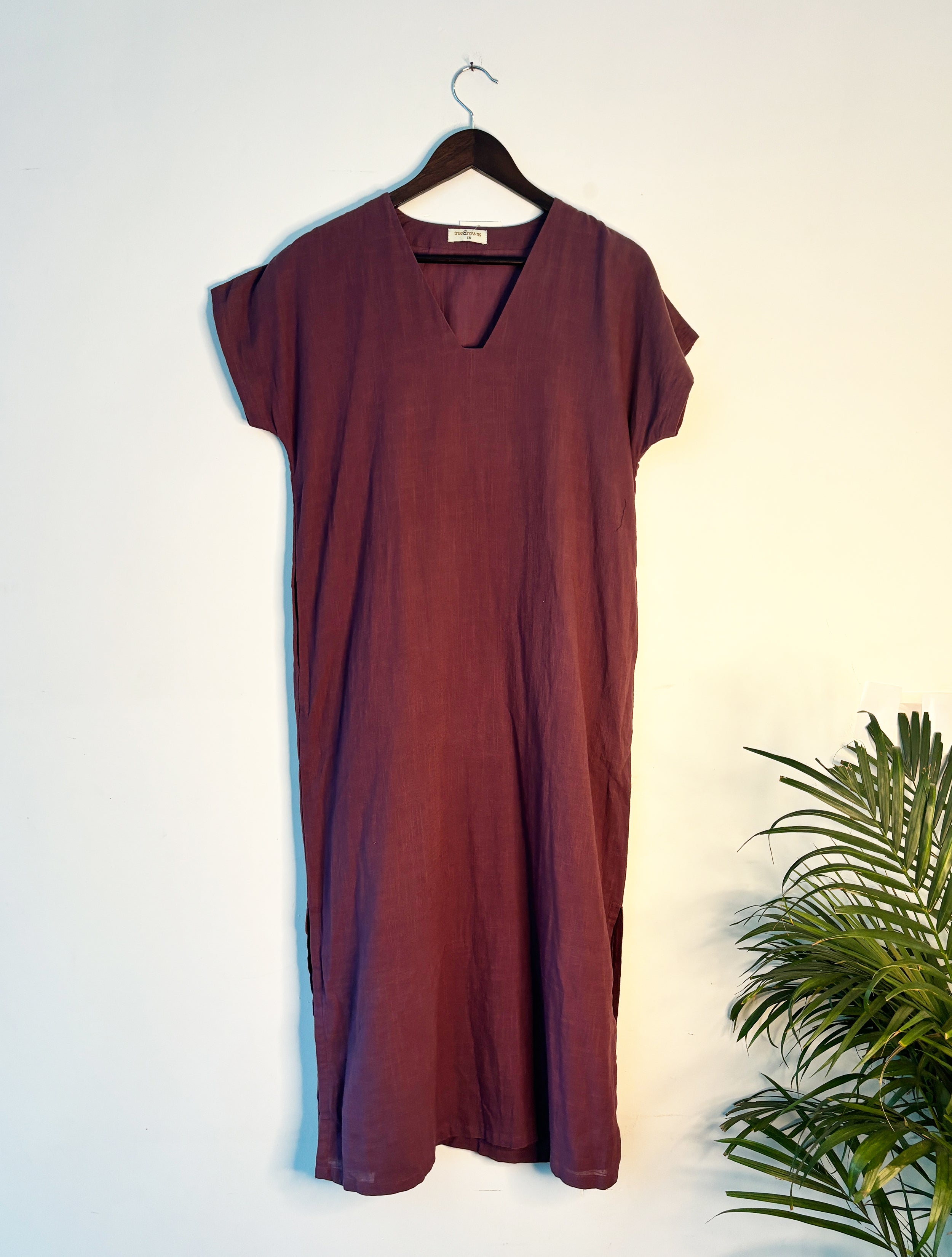 trueBrowns Purple Gauze Dress - Distacart