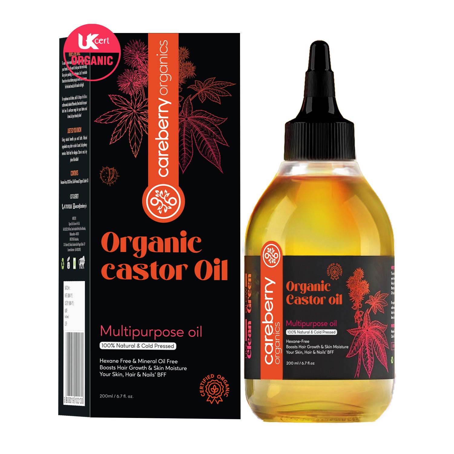 Careberry Organic Cold Pressed Castor Oil (Arandi Oil) - Distacart