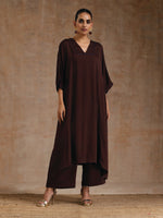 Thumbnail for trueBrowns Cola Brown Modal Satin Oversized Kurta Set - Distacart
