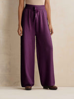 Thumbnail for trueBrowns Purple Woollen Flared Pants
