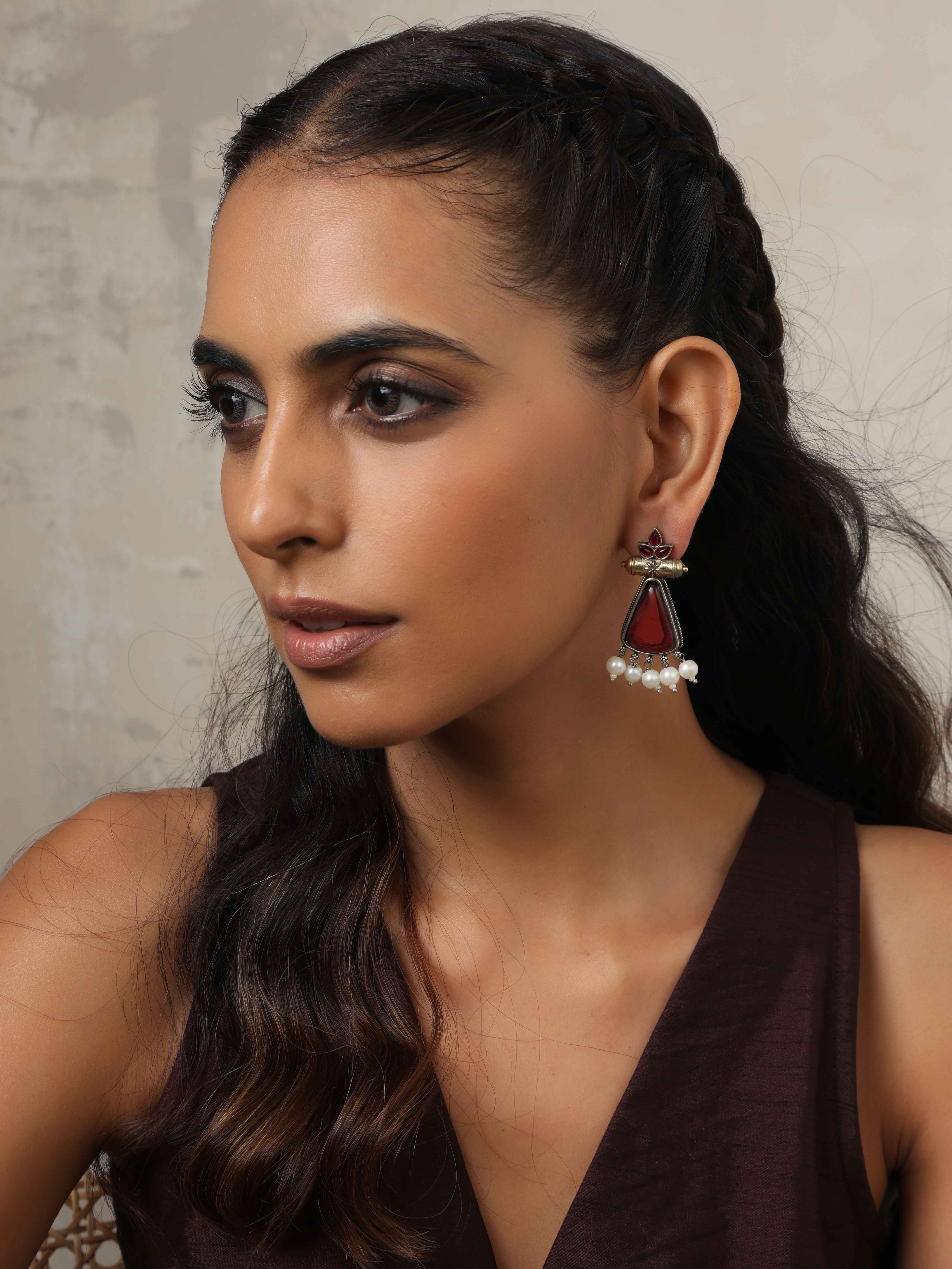 trueBrowns Silver Gold Tone Petal Dangle Earrings - Distacart