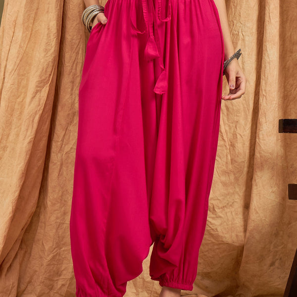 InWeave Fuchsia Solid Harem Pant - Distacart