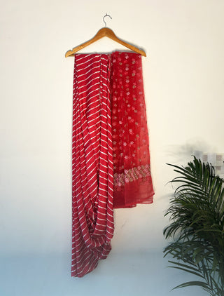 trueBrowns Pink Leheriya Saree