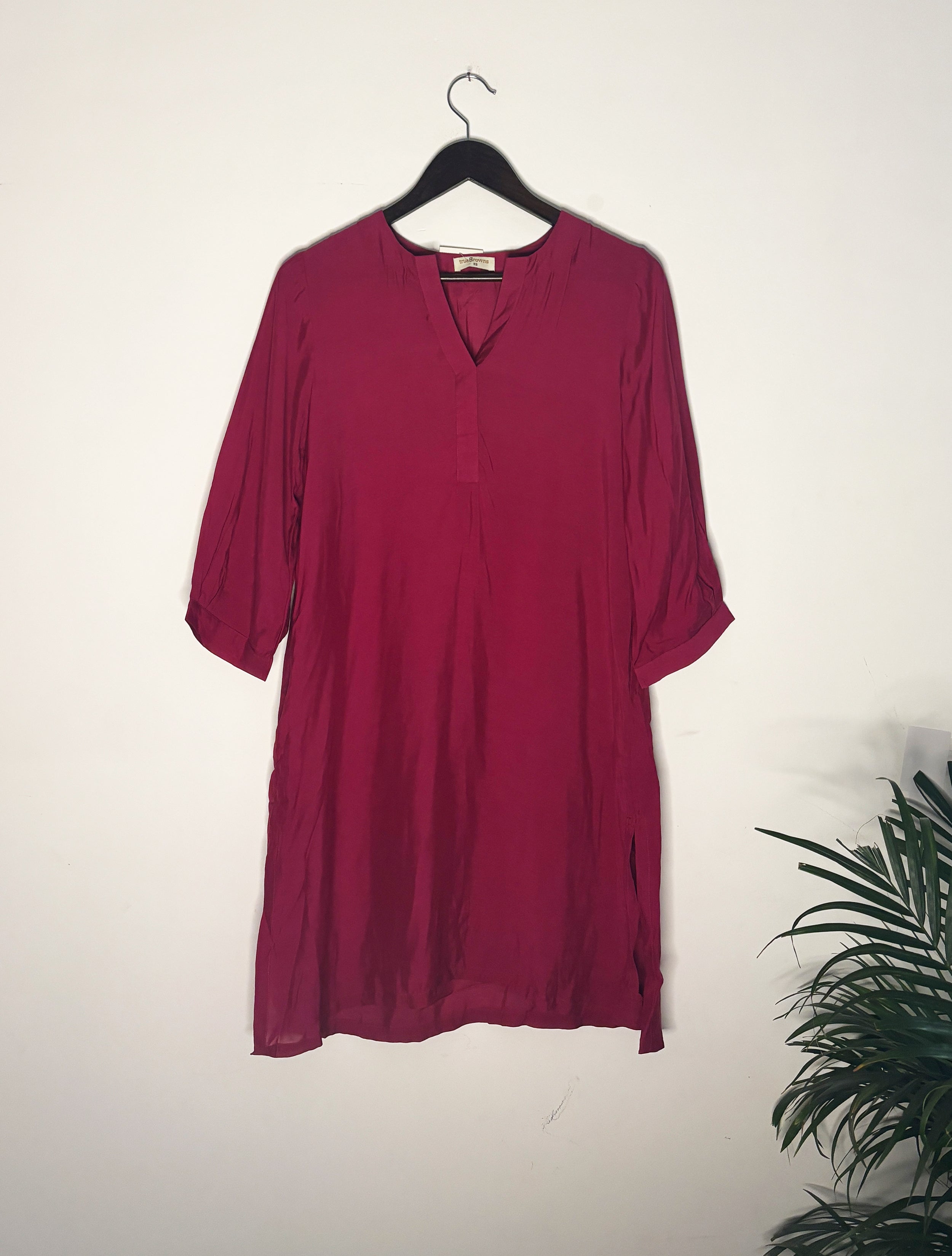 trueBrowns Magenta Pink Muslin Top - Distacart