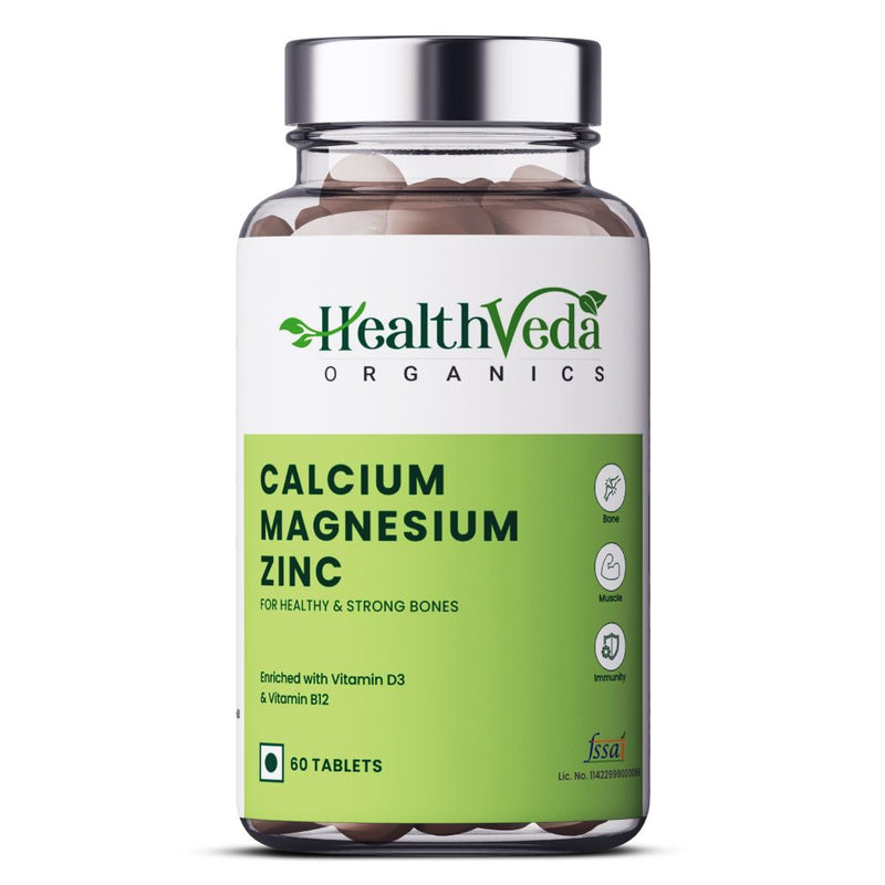 Health Veda Organics Calcium Magnesium &amp; Zinc Vitamin D3 &amp; B12 Tablets - Distacart