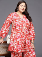 Thumbnail for Ahalyaa Women Plus Size Printed Cotton Tunic with Palazzos - Distacart
