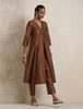 trueBrowns Brown Silk Slit Kurta Set - Distacart