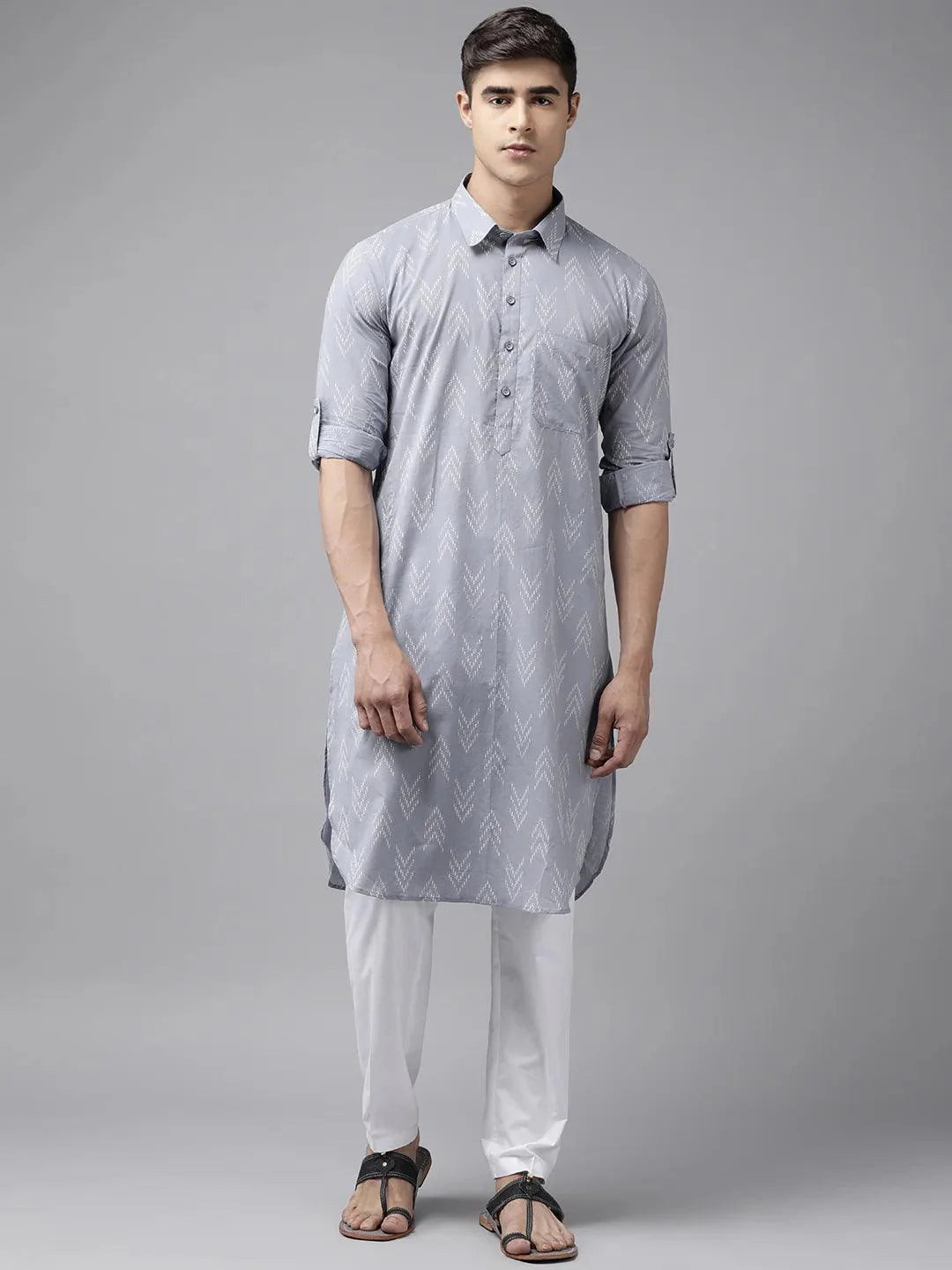 Fabmade Pure Cotton Pathani Kurta Pyjama For The Modern Man - Distacart