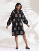 trueBrowns Black Cotton Print Short Dress - Distacart
