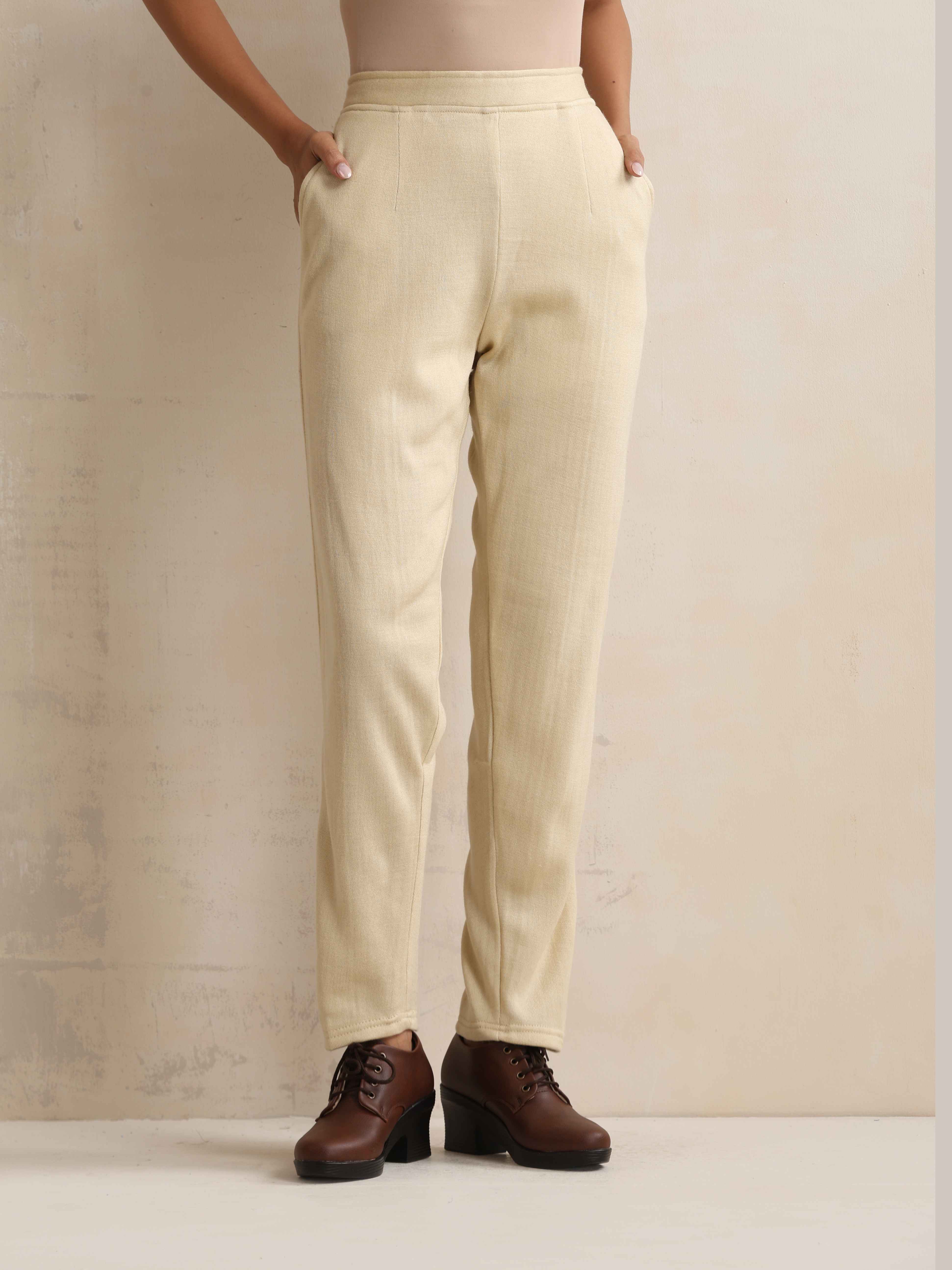 trueBrowns Beige Woollen Pants - Distacart