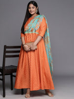 Thumbnail for Ahalyaa Plus Size Boat neck Maxi Ethnic Dress - Distacart