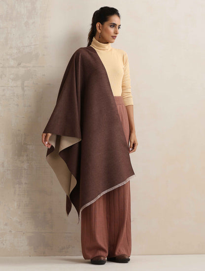 trueBrowns Dark Brown Reversible Woollen Stole - Distacart