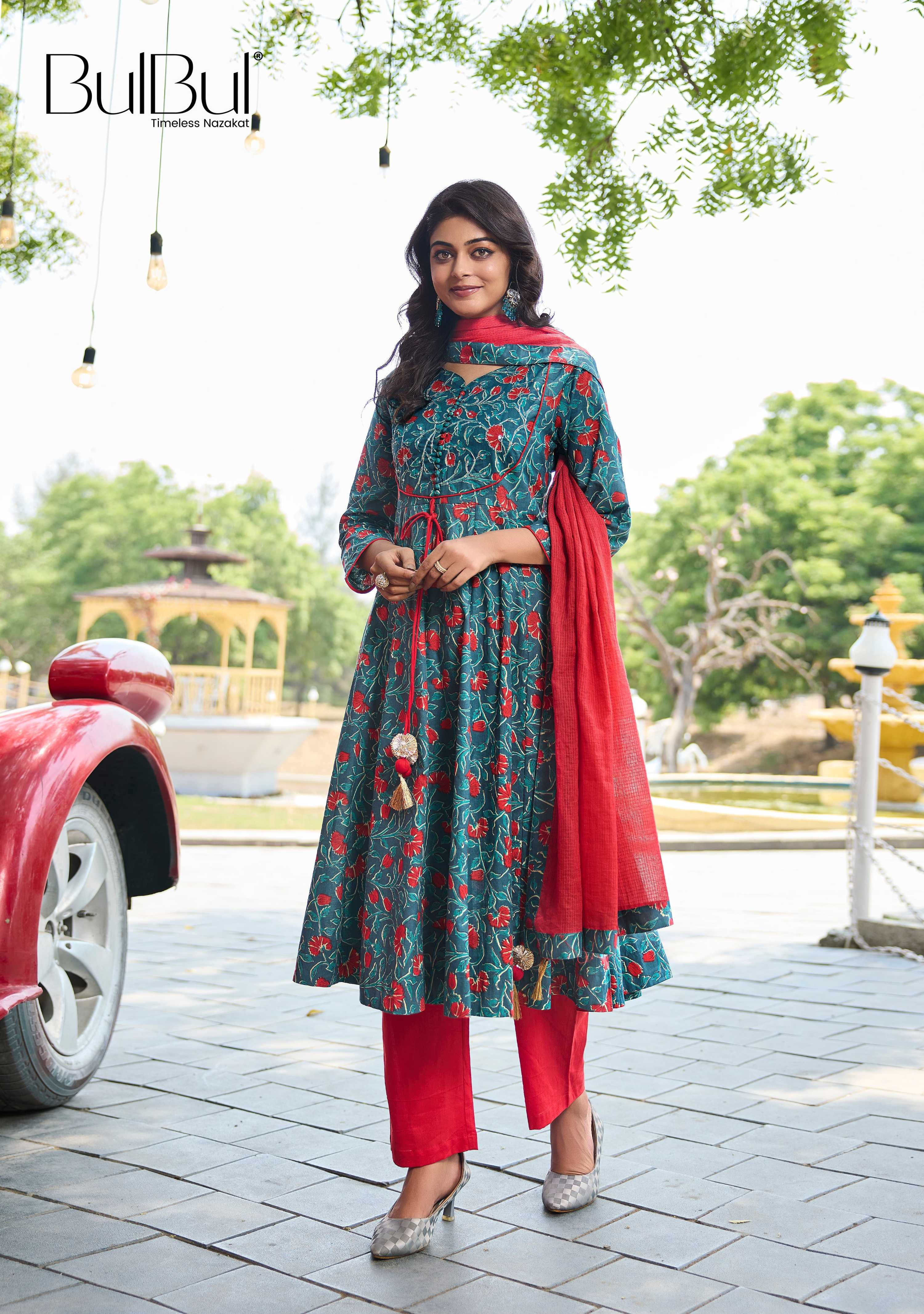 BulBul Anupama Cotton Blue Kurta Set with Dupatta