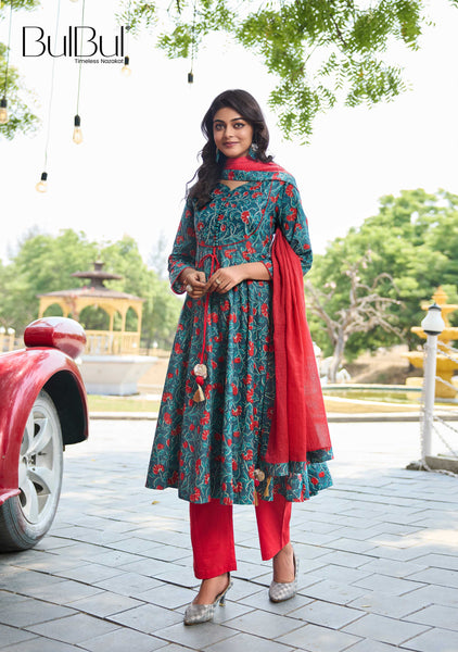 BulBul Anupama Cotton Blue Kurta Set with Dupatta