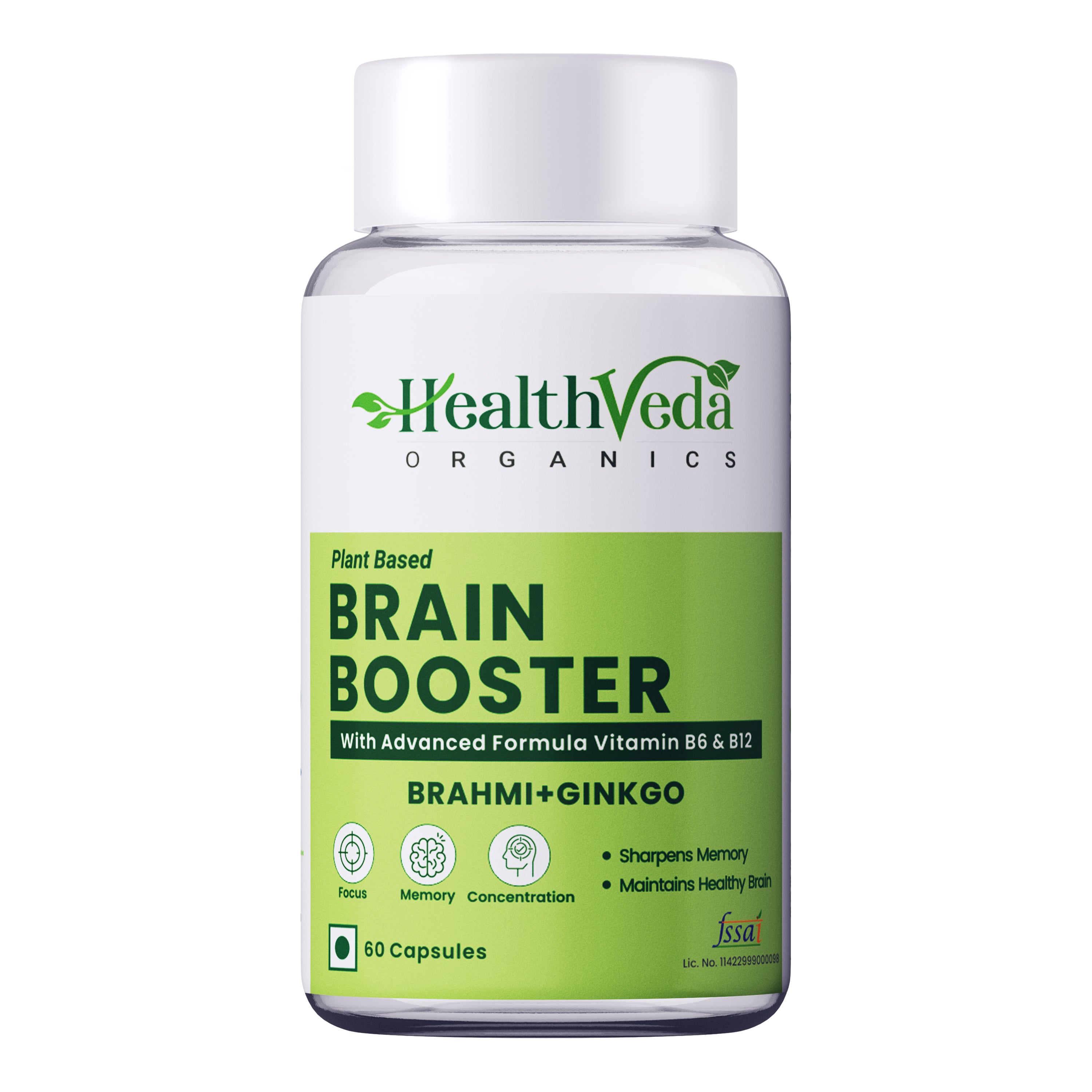 Health Veda Organics Plant Based Brain Booster Capsules - Distacart