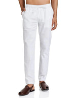 Thumbnail for Fabmade Men's White Cotton Linen Pyjama