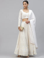 Thumbnail for Tulsi Art Impressive White Sequins Bridesmaid Monochrome Lehenga Choli