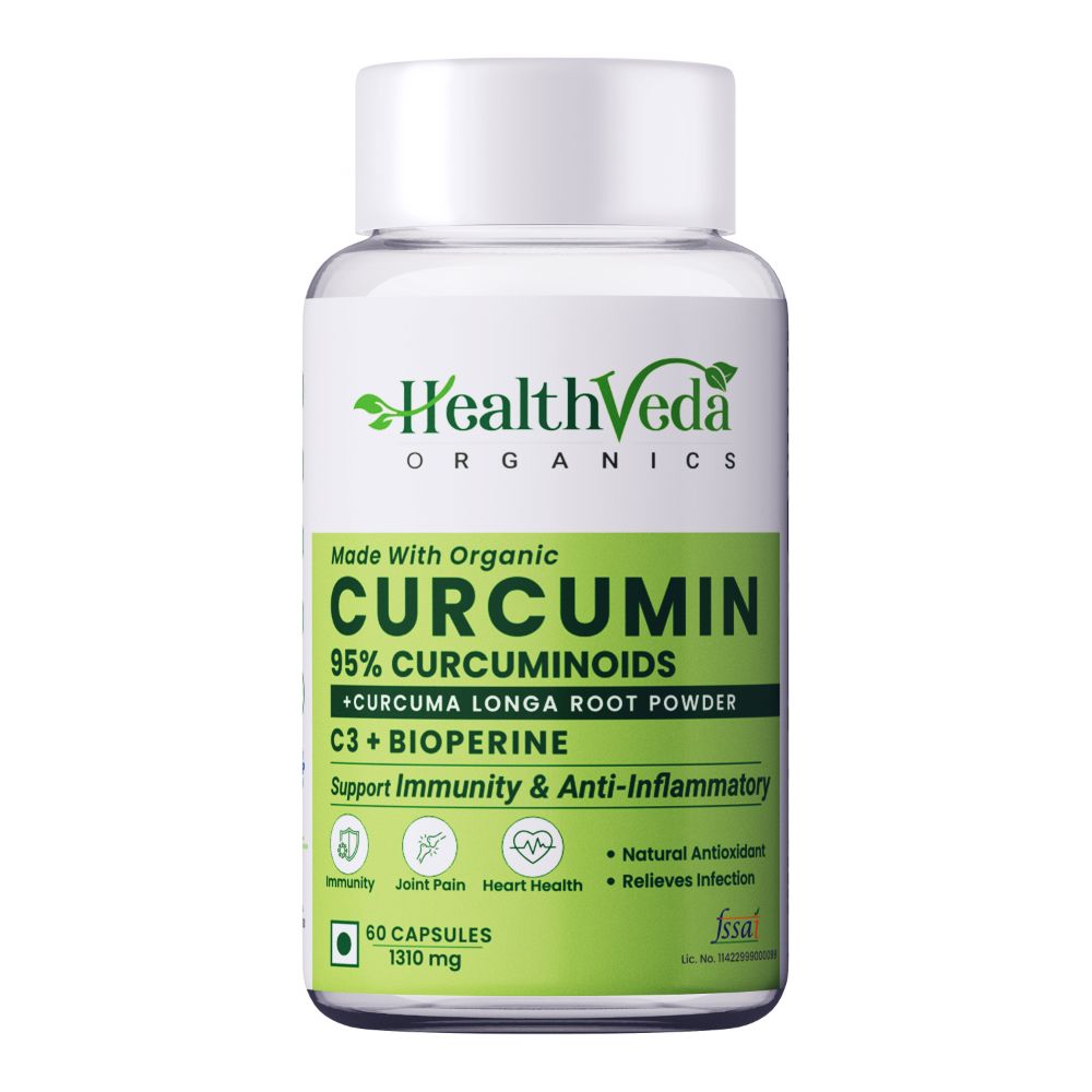 Health Veda Organics Curcumin C3 + Bioperine Capsules - Distacart