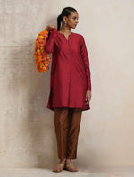 Thumbnail for trueBrowns Red Silk Kurta Co-ord Set