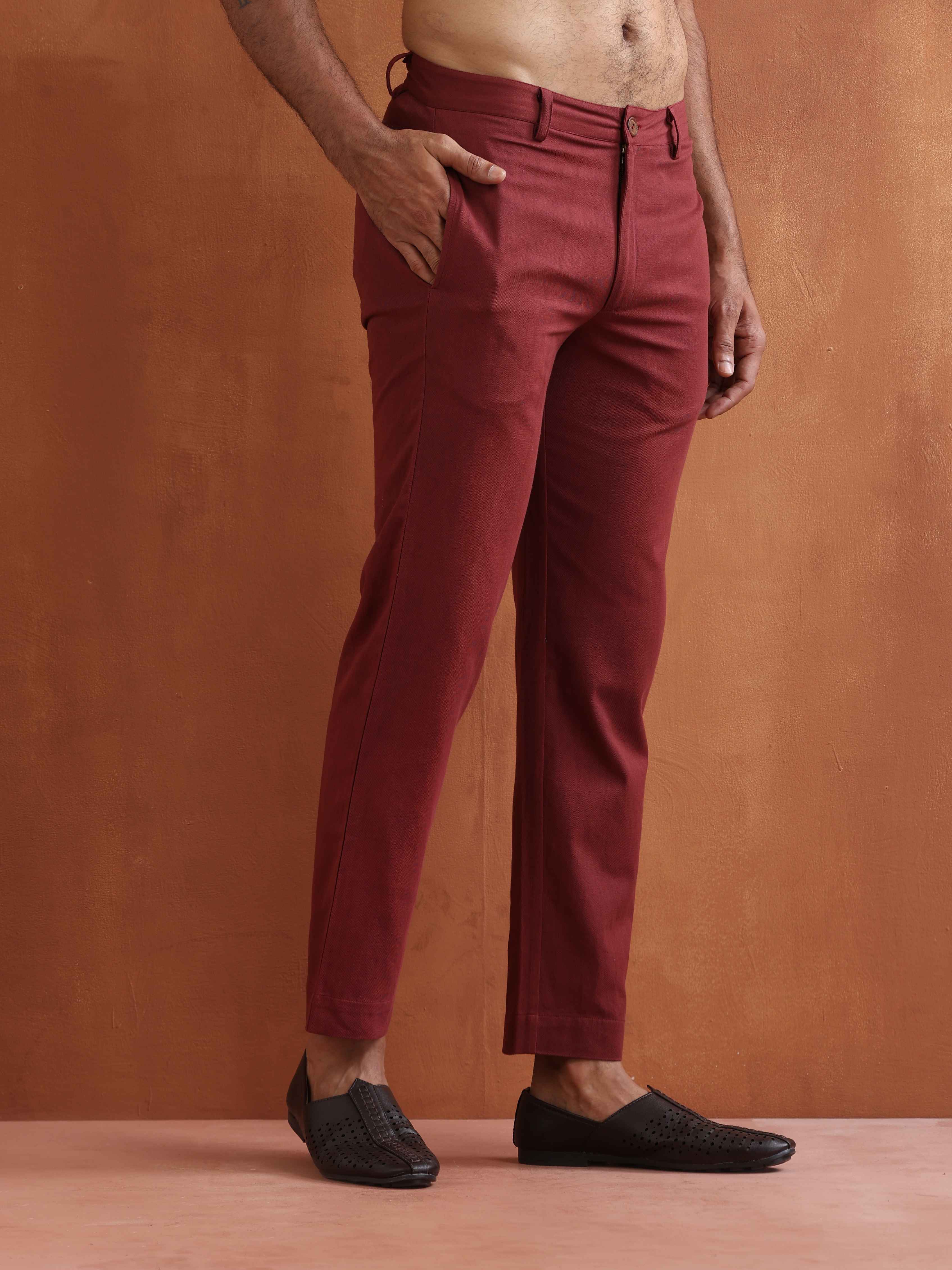 trueBrowns Men's Rust Cotton Twill Pants - Distacart