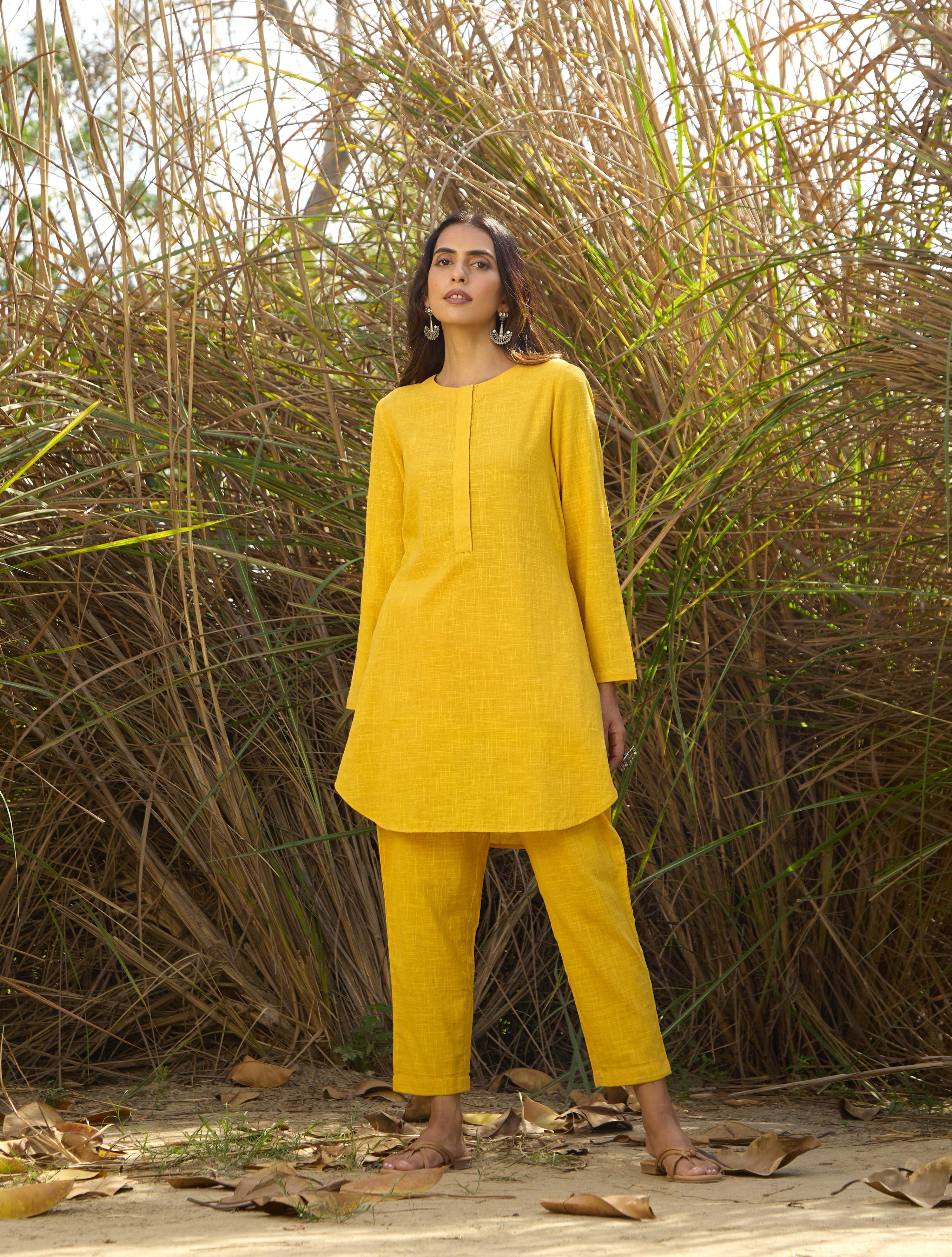 trueBrowns Mustard Cotton Co-ord Set - Distacart