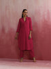 trueBrowns Magenta Cotton Dobby Kurta Set - Distacart