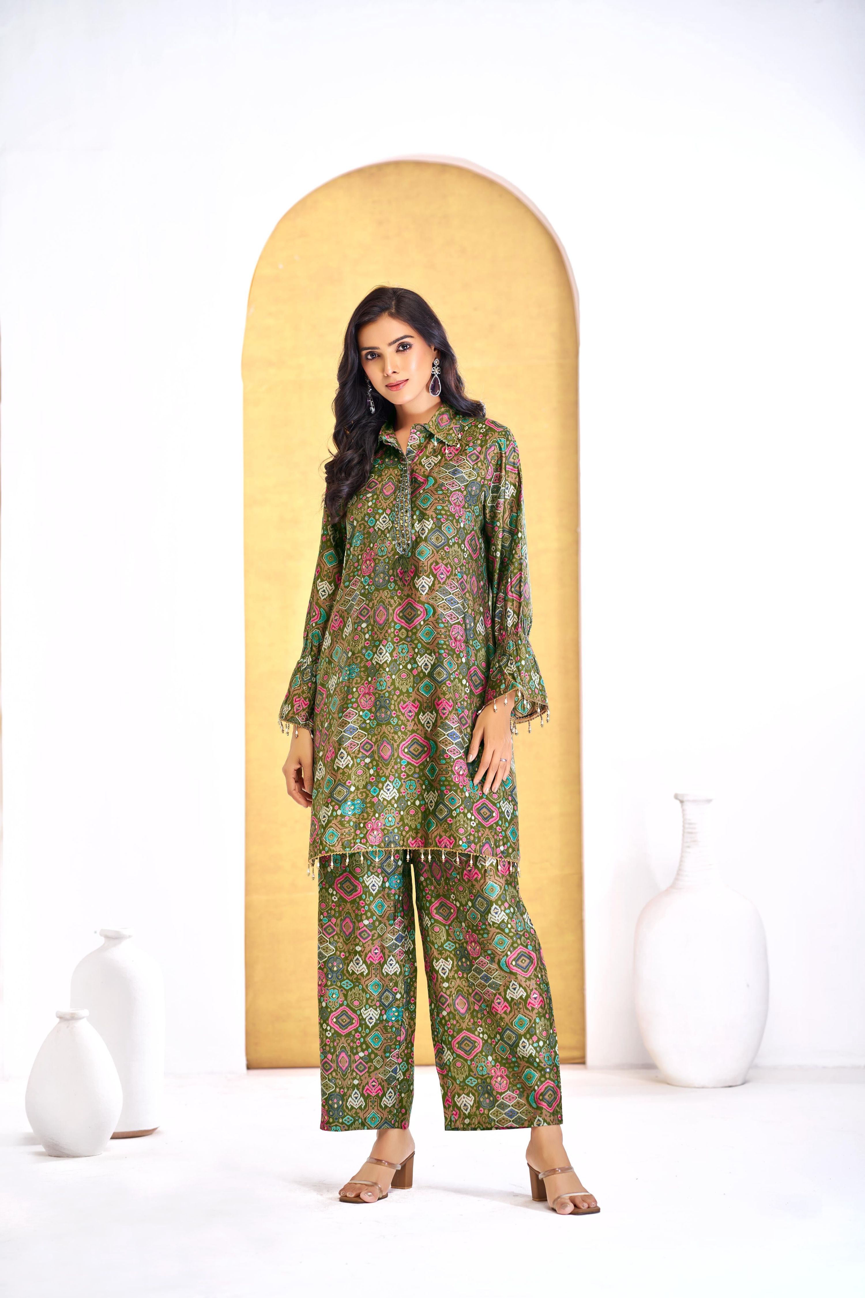 BulBul Pratiksha Olive Co-Ord Set