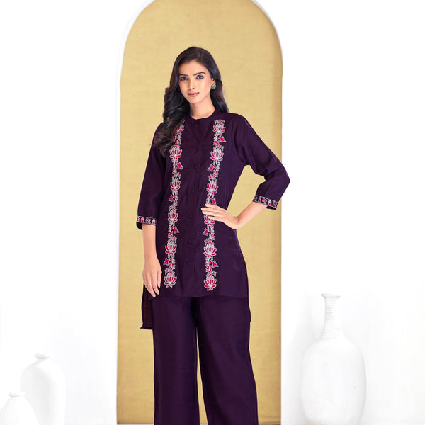 BulBul Deepti Chanderi Purple Co-Ord Set